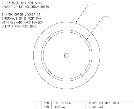 Cable COAX RG58A/U , PN: ABC 3833 (per meter)